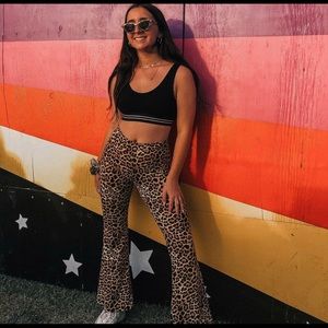 Cheetah print flare pants trendy festival